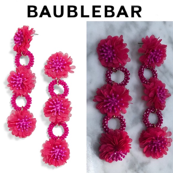 BaubleBar Jewelry - BAUBLEBAR Vernita Pink Flower Drop Earrings